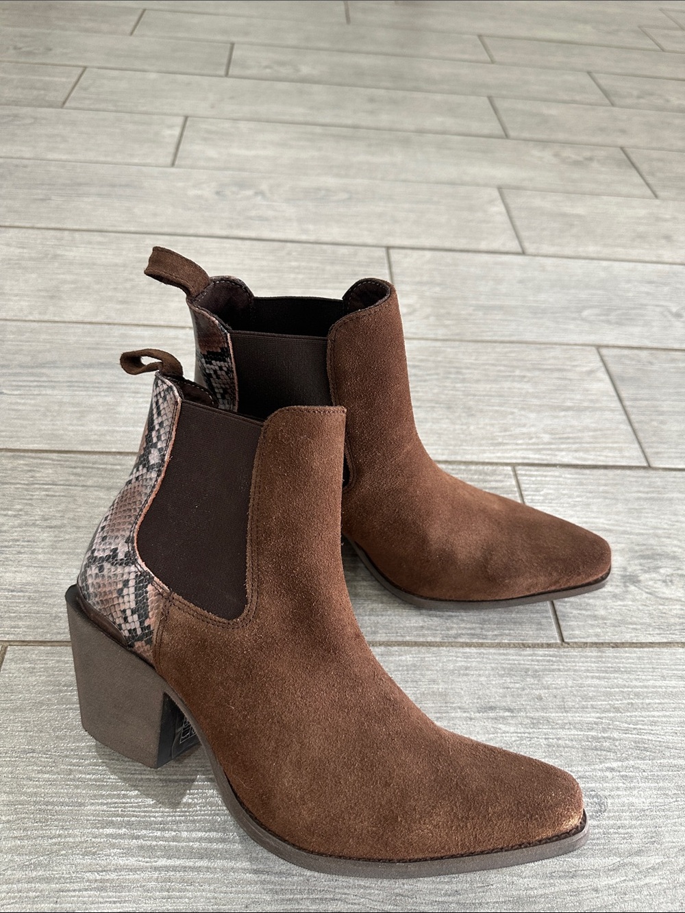 Ariat Bradley Western Coffee Desert Snake Suede Boots New! - Picture 11 of 14